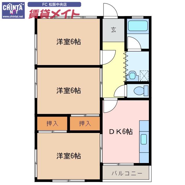 B-BALANCE(3DK/1階)の間取り写真
