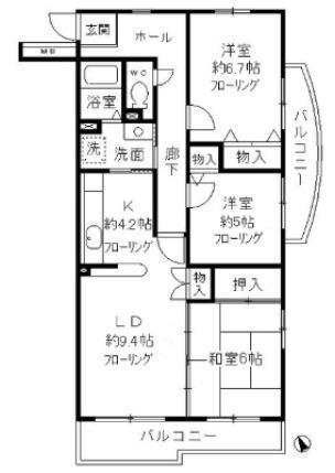 コーポレート小金井梶野通7号棟(3LDK/1階)の間取り写真