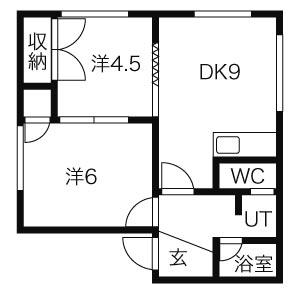 ノースツインB(2DK/4階)の間取り写真