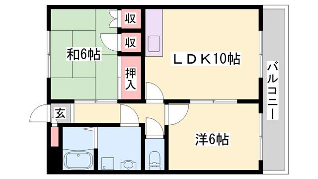 ヴィクトリアコート太子町II(2LDK/3階)の間取り写真