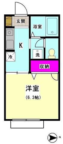 グランシャリオ(1K/1階)の間取り写真