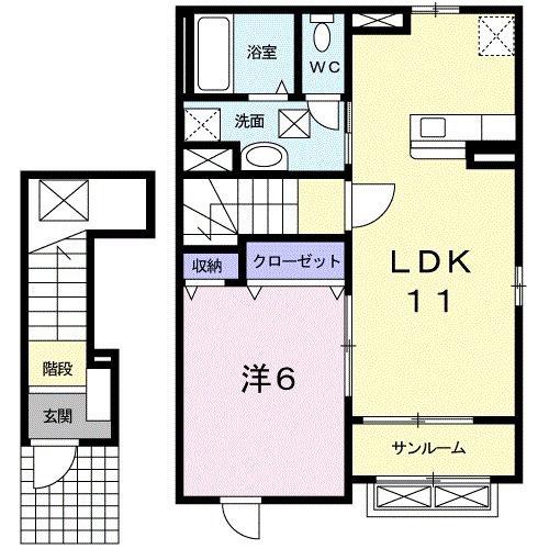 レモンハウス(1LDK/2階)の間取り写真