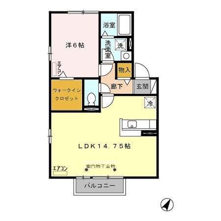 ガルデニア・T II(1LDK/2階)の間取り写真