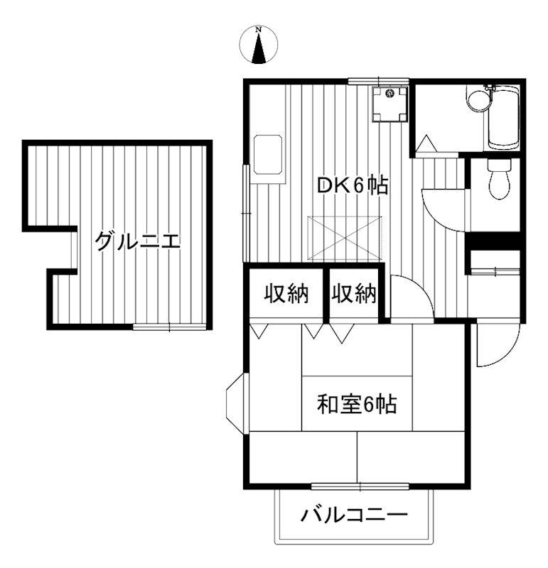 クローバーIII(1DK/2階)の間取り写真