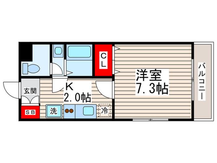 ブルックサイド西葛西(1K/3階)の間取り写真