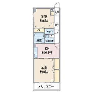 レージュ道徳(2DK/1階)の間取り写真
