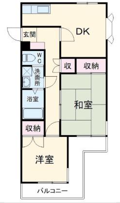 奈良町ハイツ(2DK/1階)の間取り写真