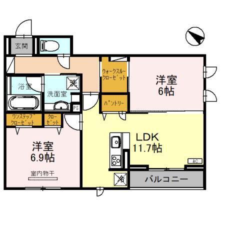 アルベルタ(2LDK/2階)の間取り写真