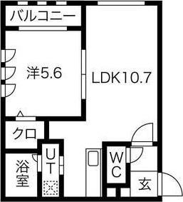 ノイエヴェルト南円山(1LDK/4階)の間取り写真