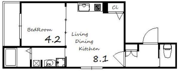 F ASECIA 神屋町(1LDK/2階)の間取り写真