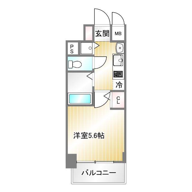 プレサンス神戸西スパークリング(1K/8階)の間取り写真