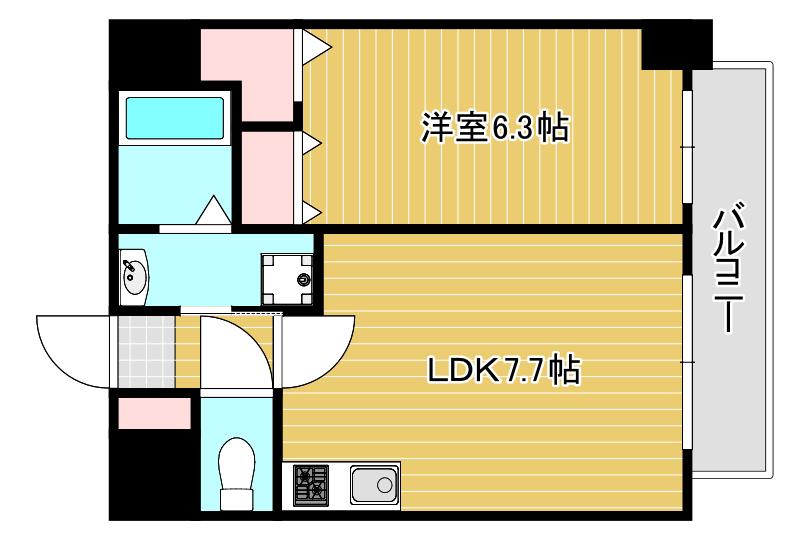 エグゼ難波南II(1LDK/2階)の間取り写真