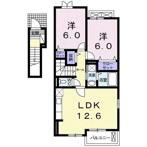 フレーシュA(2LDK/2階)の間取り写真