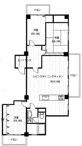 中野パークハウス(3LDK/10階)の間取り写真