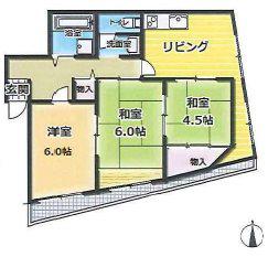 鯉川マンション(3LDK/6階)の間取り写真