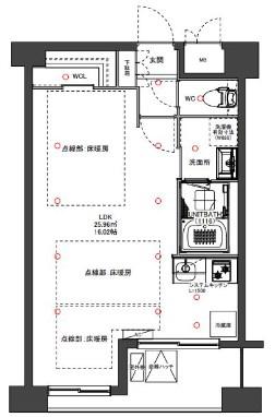 ノルデンハイム江坂(1LDK/8階)の間取り写真