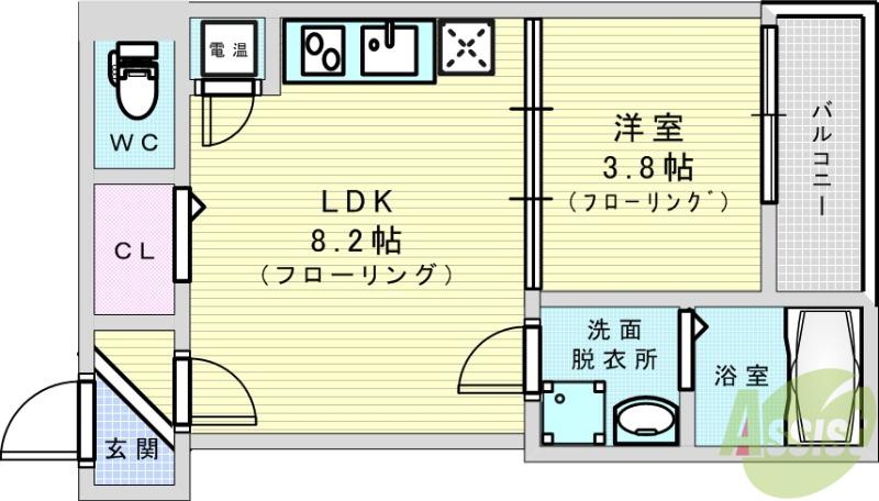 F ASECIA SORA(1LDK/2階)の間取り写真