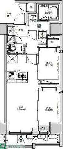 S-RESIDENCE綾瀬RIVIE(2LDK/8階)の間取り写真