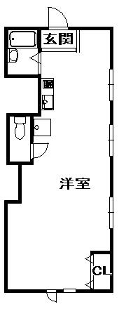 29ハイツ(ワンルーム/3階)の間取り写真