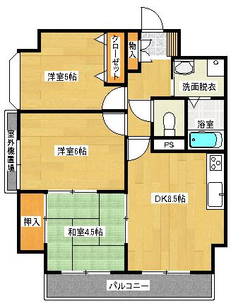 ウィステリア紀伊田辺(3DK/9階)の間取り写真