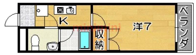 真上ウエストコート(1K/3階)の間取り写真