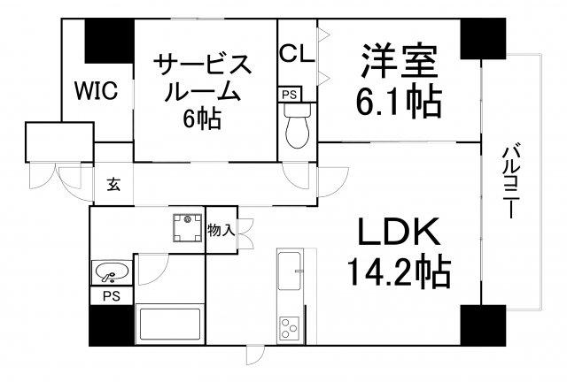 レジデンス・スエヒロ・上本町(2LDK/8階)の間取り写真