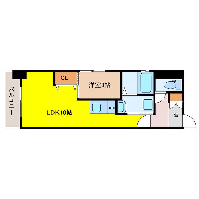 エオナス浜田(1LDK/9階)の間取り写真