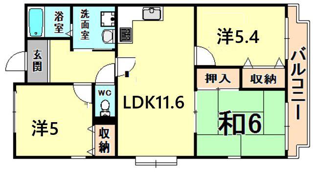 COLLECTION伊丹(3LDK/1階)の間取り写真