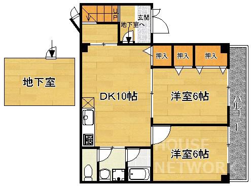 カルティエフルール(2LDK/2階)の間取り写真