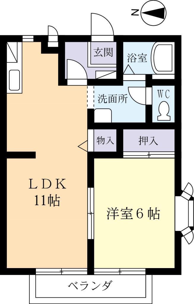 アルカフェアPARTI(1LDK/2階)の間取り写真