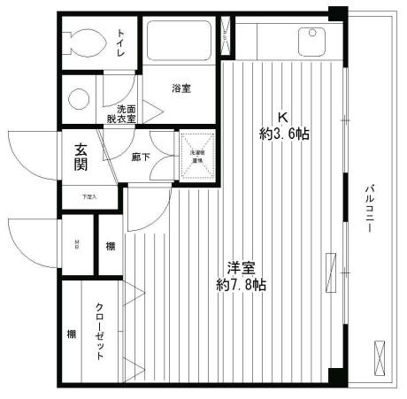 フラワーハウス宮崎台(ワンルーム/3階)の間取り写真
