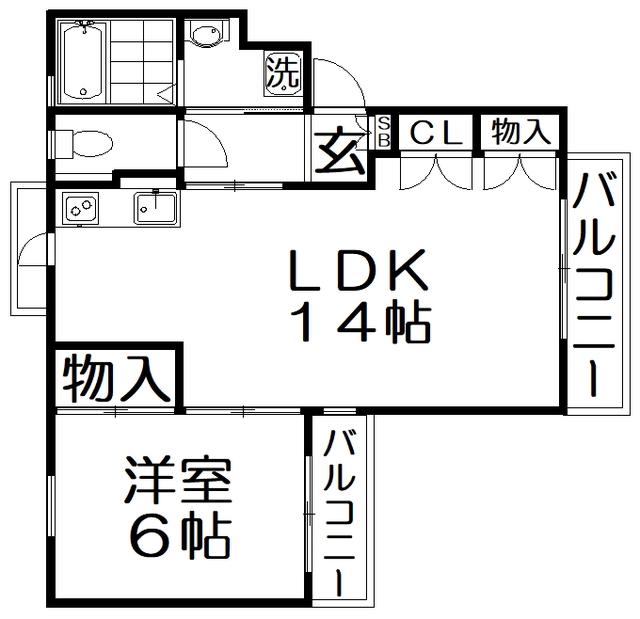 ヴィレ・ロワイヤル(1LDK/3階)の間取り写真