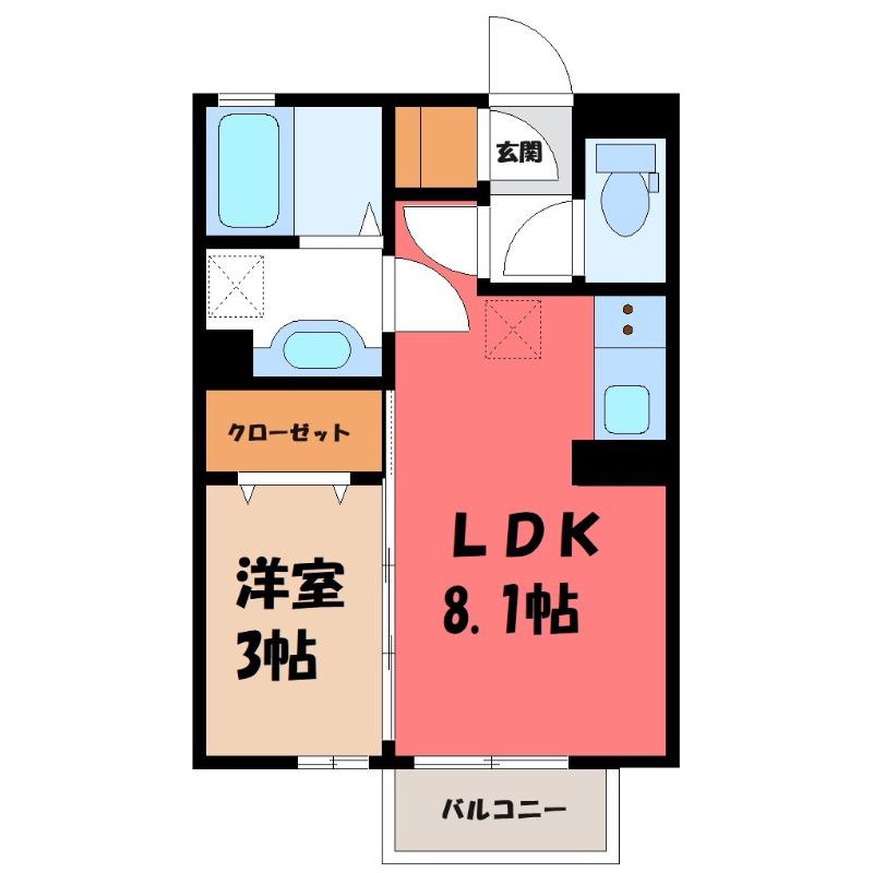 オー・ピュール A(1LDK/2階)の間取り写真