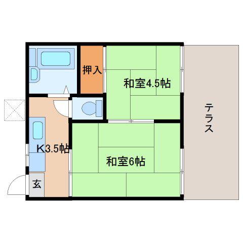 ハイツゼン(2K/1階)の間取り写真