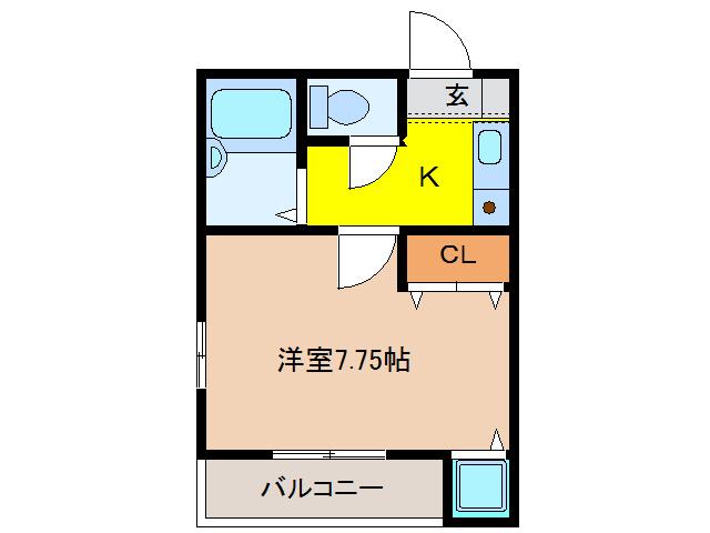 エクセラン柏森(1K/2階)の間取り写真