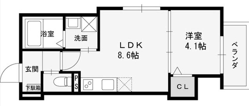 シーサイドヒル西新町(1LDK/1階)の間取り写真