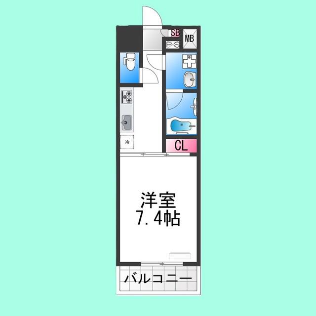 アルモニー中もず(1K/6階)の間取り写真