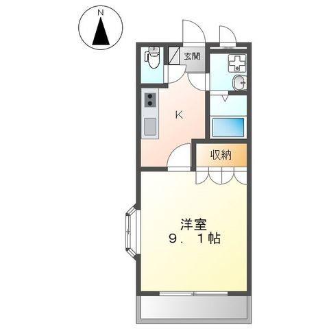 ハイグレイス(1K/2階)の間取り写真