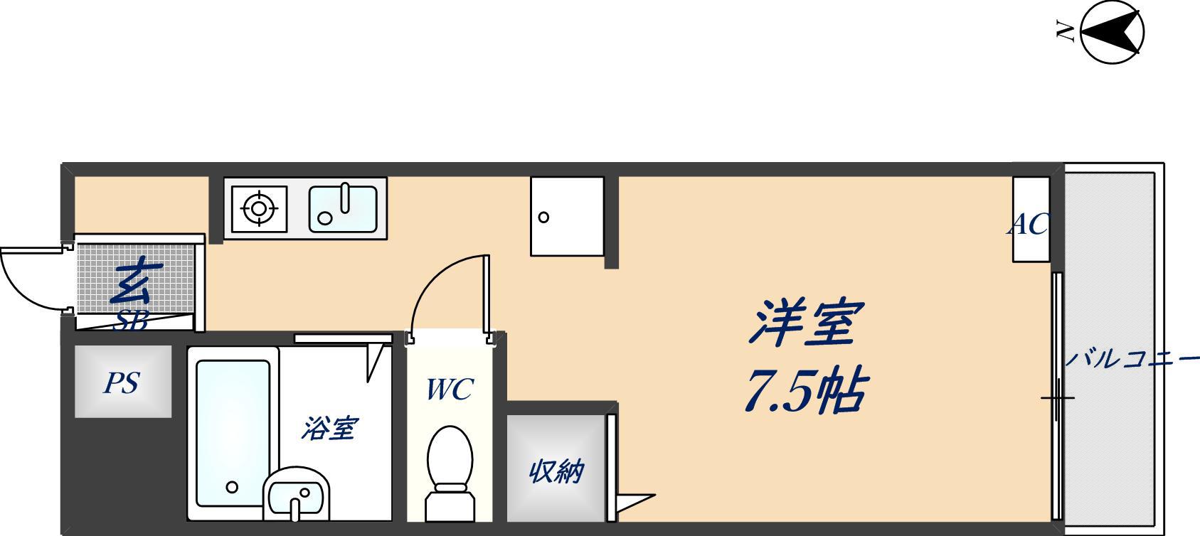 ラプリマ(1K/1階)の間取り写真