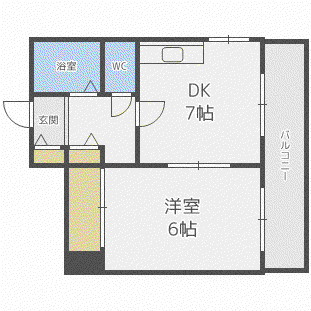 札幌JOW2ビル(1DK/5階)の間取り写真