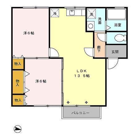 セジュール朝木(2LDK/2階)の間取り写真
