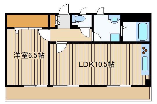 メゾンド下屋敷ワン(1LDK/3階)の間取り写真
