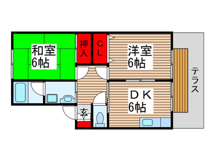 アプリコット(2DK/1階)の間取り写真
