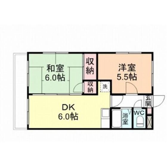 ジョイナス四ツ葉町A(2DK/1階)の間取り写真
