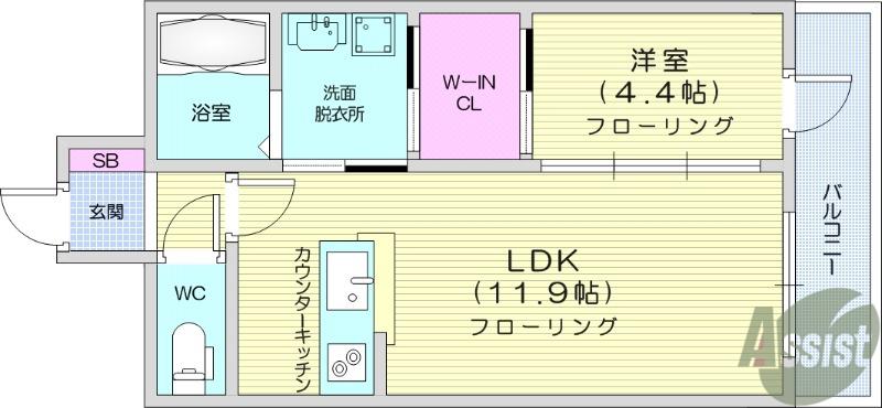 セントフィールド一番町(1LDK/7階)の間取り写真