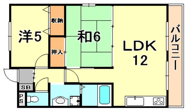 ベルフォーレ森(2LDK/2階)の間取り写真