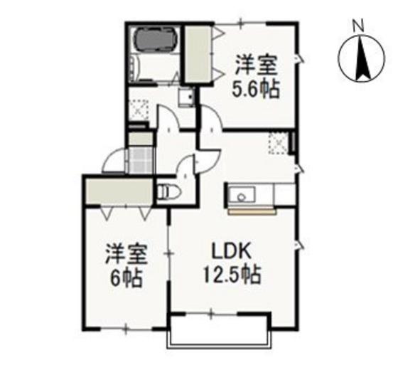 ピア京山 A(2LDK/2階)の間取り写真