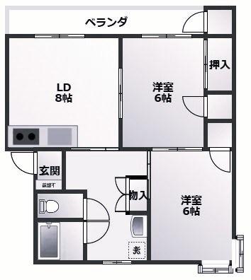 シャーロン(2LDK/1階)の間取り写真