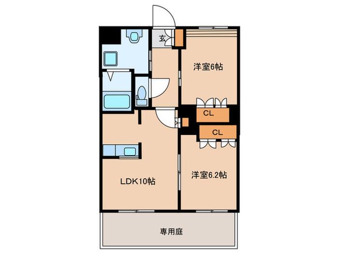 リッツ かねひら(2LDK/1階)の間取り写真