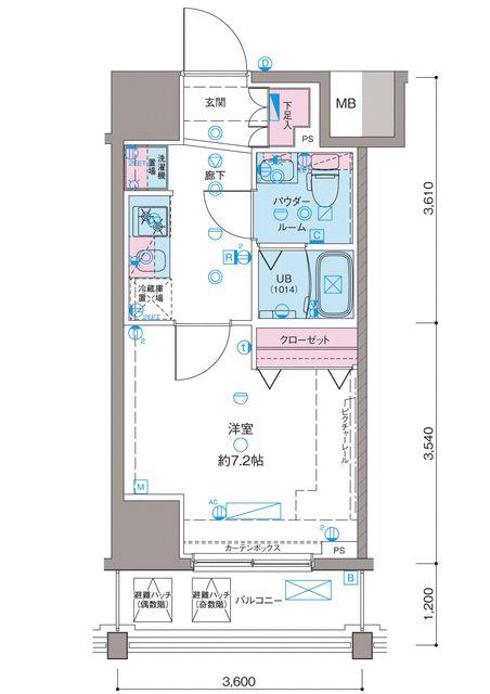 ガリシア新宿ノースII(1K/3階)の間取り写真